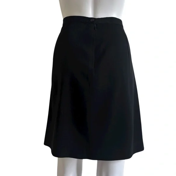 Giorgio Armani Vintage Black Wool Knee Length Skirt Size 44 - Picture 3 of 6